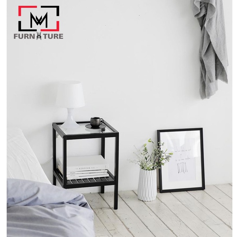 Kệ đầu giường trang trí đa năng hàn quốc mặt kính màu đen - MW FURNITURE - Nội thất trang trí