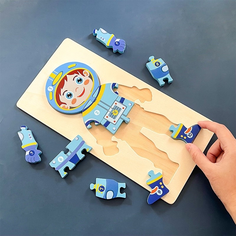 Ghép hình gỗ size to loại cao cấp chủ đề nghề nghiệp, ghép nối số cho bé từ 1-10 chủ đề nghề nghiệp size đại