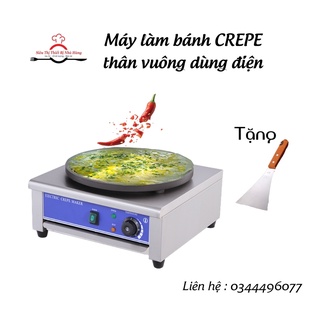 Tặng xẻng lật bánh - máy làm bánh crepe vuông đơn dùng điện giá rẻ