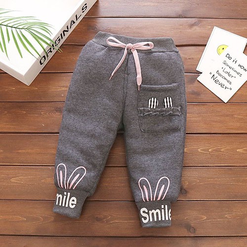 Quần Bé Gái Xuất Hàn, Quần Nỉ Cho Bé Gái Smile Size 7-17Kg Chất Nỉ Bông BiBo Store