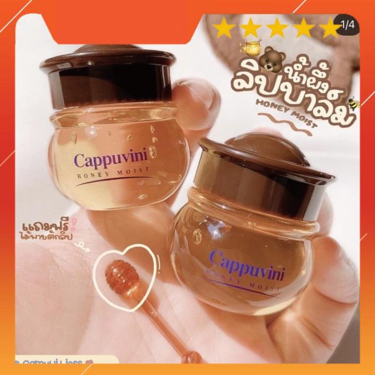 Hũ mặt nạ ngủ môi kiểm son dưỡng ong vàng Cappuvini Honey Moist