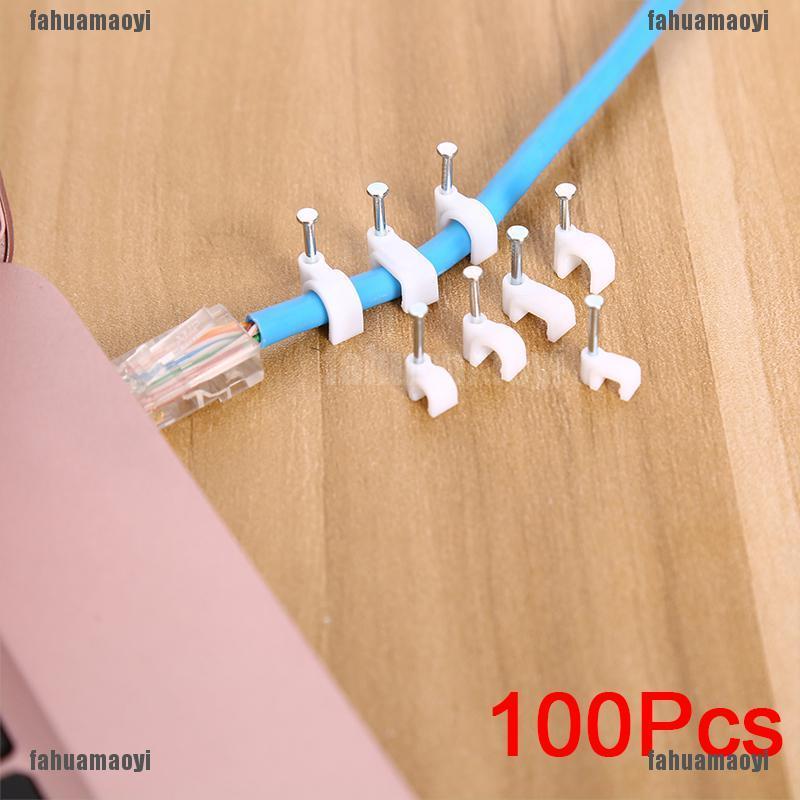 Bộ 100 Kẹp Cố Định Dây Cáp Bằng Nhựa Hình Tròn / Vuông Tiện Dụng