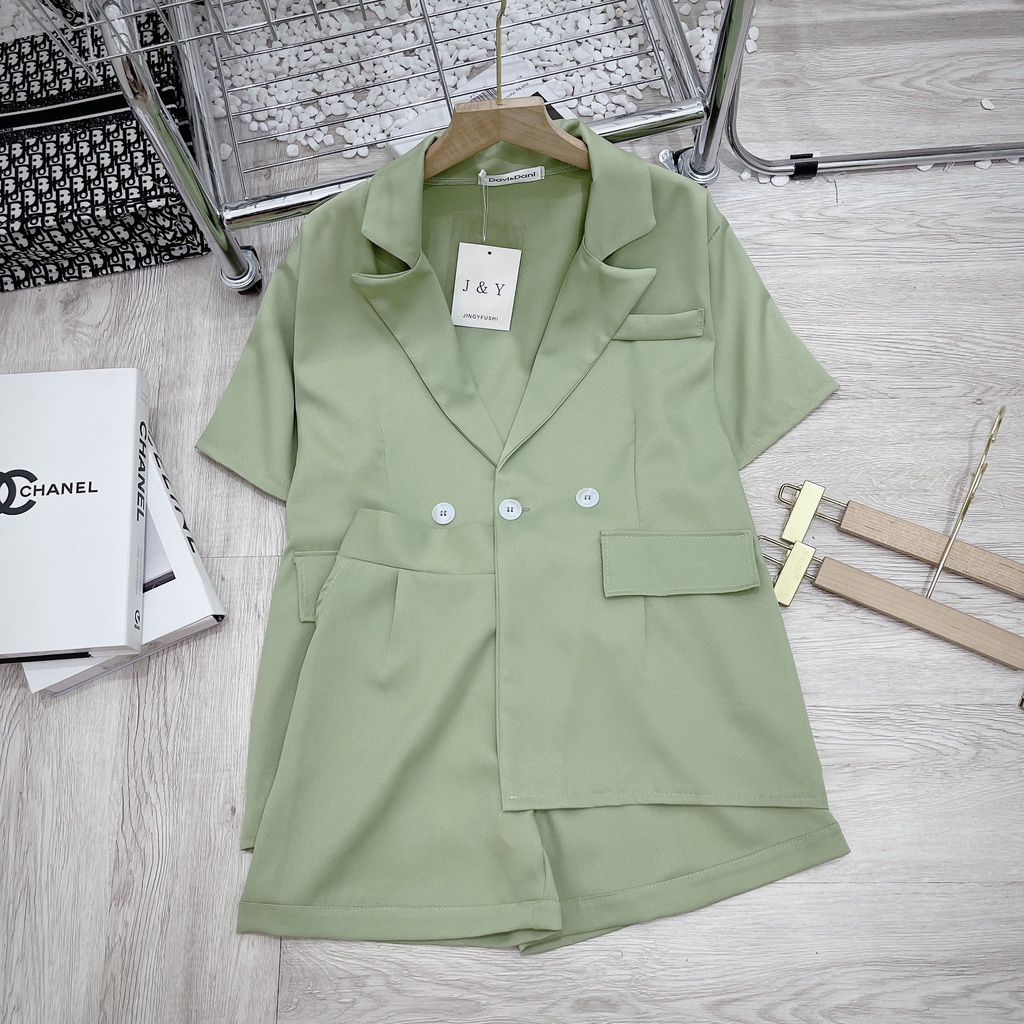 Set vest xanh cốm thiết kế cao cấp đồ bộ nữ công sở cao cấp TL875
