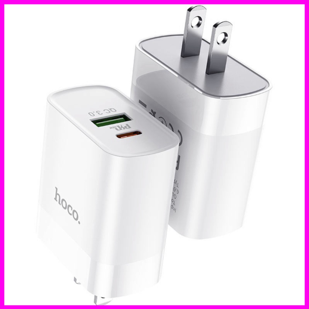Củ Sạc Nhanh 20w Hoco C80. 2 Cổng Đầu Vào usb và type c. Chuẩn Sạc Nhanh PD 20W/3.0A -