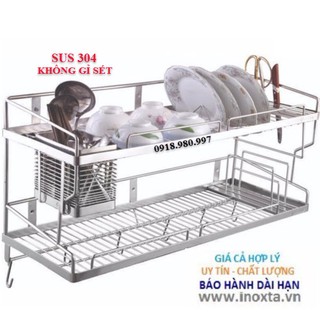 Kệ úp chén inox 304, kệ chén đa năng có để đũa dao thớt KDN01