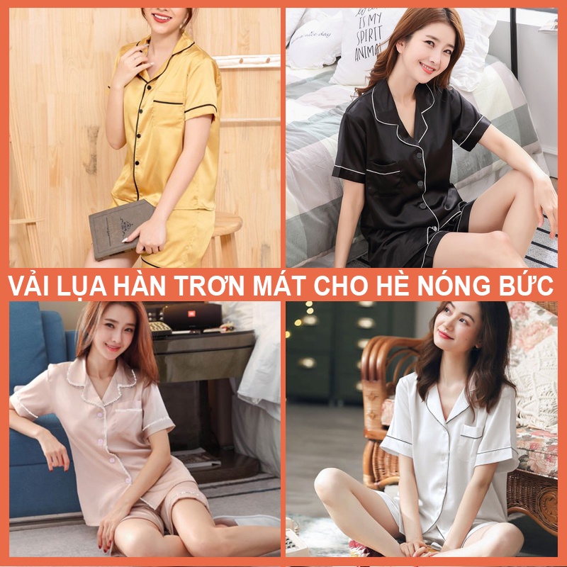 Bộ đồ ngủ pijama nữ mặc nhà lụa cao cấp mùa hè MADELA tay ngắn quần đùi nhiều màu phối viền
