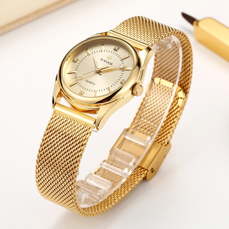 Đồng Hồ Nữ WWOOR Đính Kim Cương Sang Trọng Relogio Feminino-8852