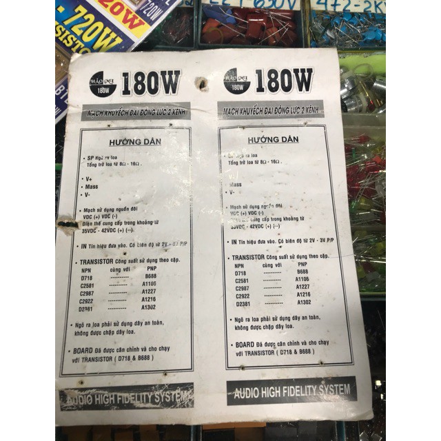 Mạch công suất 180w 4 sò