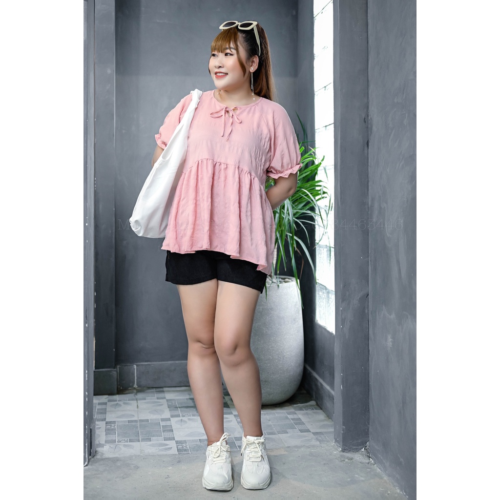 ÁO PELUM THẮT NƠ TAY PHỒNG BIGSIZE A115 ❤ FREESHIP ❤ HÌNH THẬT 100% SHOP TỰ CHỤP