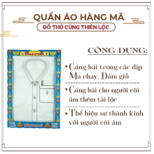 Combo Cúng Bộ Quần Áo Sơ Mi Trơn Cao Cấp Hàng Mã Đồ Thờ Cúng Thiên Lộc