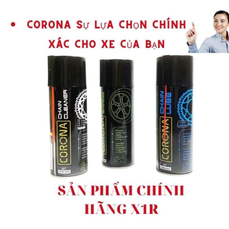 🏆 Bộ 3 Bảo Dưỡng Nhựa Nhám, Dưỡng Sên, Rửa Sên Thương Hiệu Corona - Bảo vệ Nhông Sên Dĩa 🏆