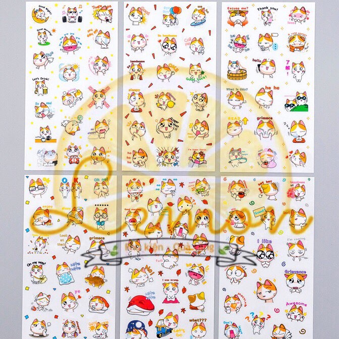 [ST6M06] Set 6 tấm sticker mèo con