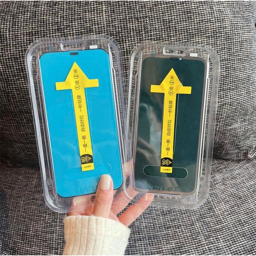Kính Cường Lực Tự Dán dành cho iPhone Chống Trầy Xước Độ Cứng 9H Ip 13 Pro Max 12Promax 11 ProMax Xsmax XR 11 [TD-Xanh]