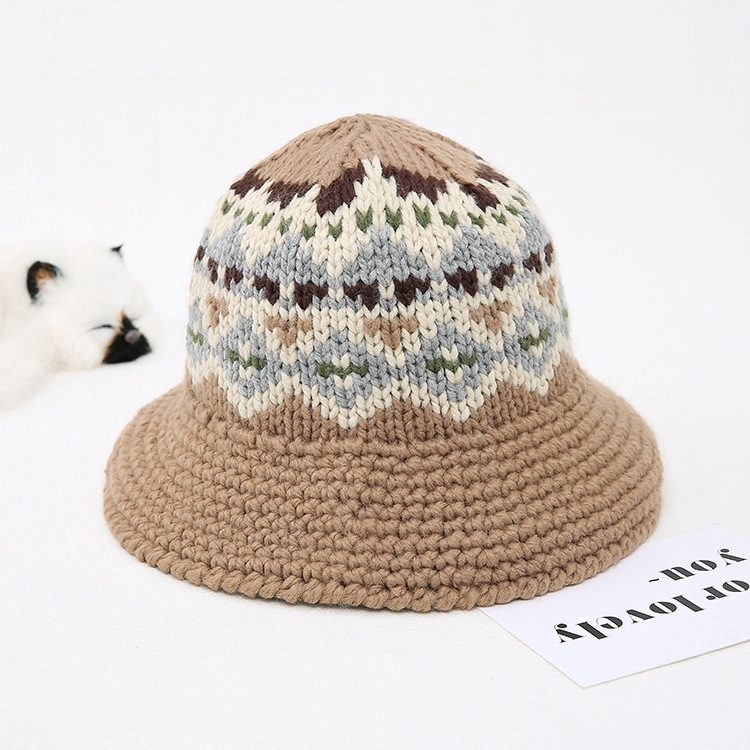 Nón đan len dày thời trang thu đông màu sắc hoang dã phong cách Hàn Quốc dành cho nữ
