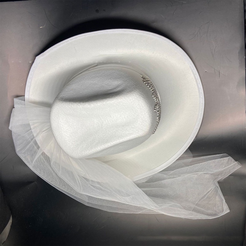 Mũ Cao Bồi Tây Hình Vương Miện Bằng Vải Nỉ Màu Trắng Thu Hút Cho Nữ