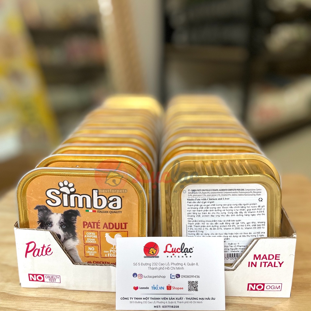 Pate Simba cho chó trưởng thành vị gà gan - Hộp 150g nhập khẩu Ý chính hãng
