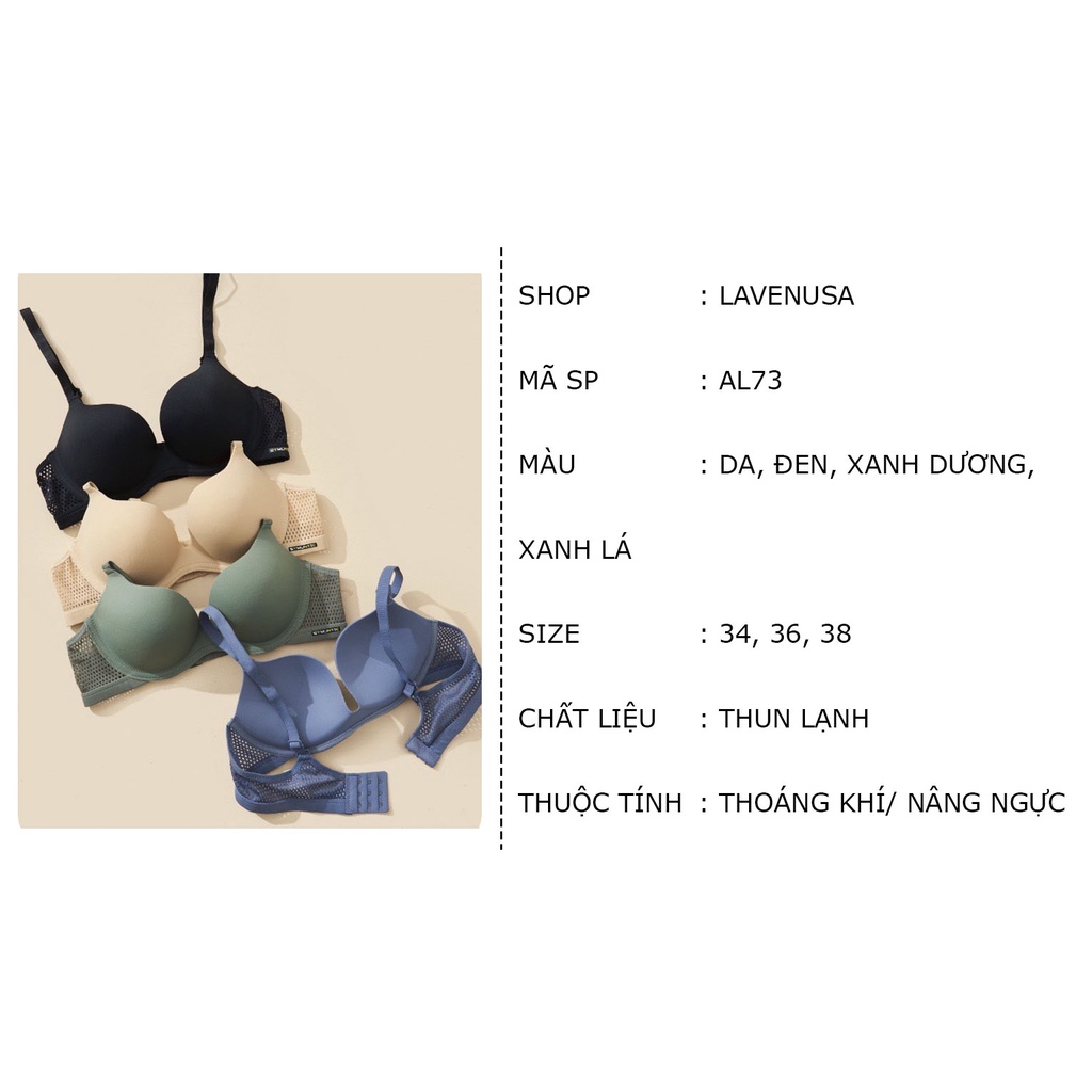 Áo lót nữ đệm vừa không gọng nâng ngực quai lưới thoáng khí LAVENUSA AL73