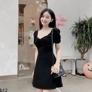 Đầm lụa xoè nhún ngực kèm mút