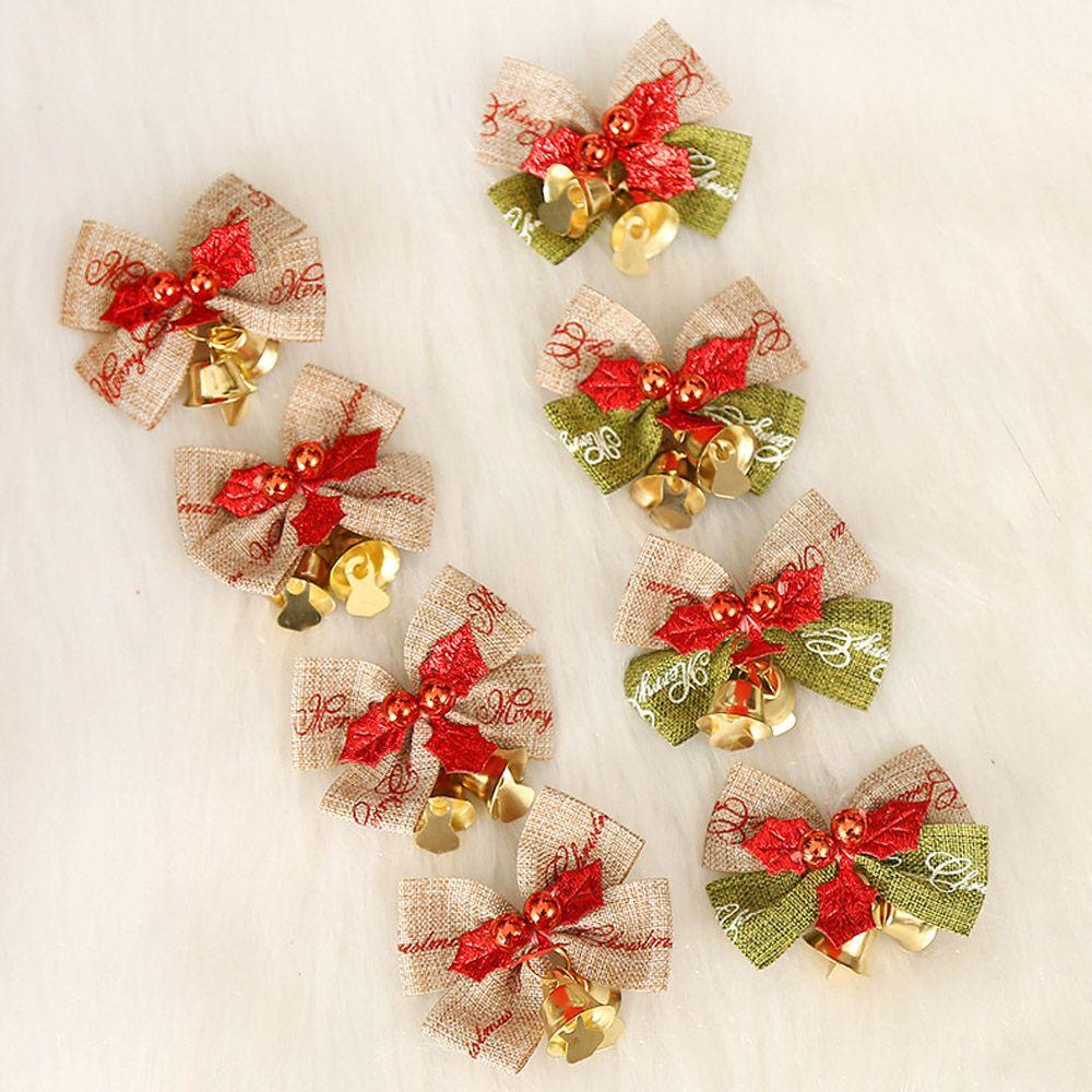 MUVAKO Bộ 5 Nơ Trang Trí Cây Thông Noel Bằng Vải Lanh DIY