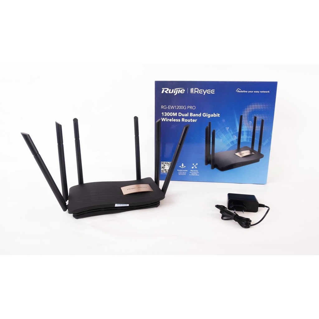 Bộ phát WIFI 6 RÂU CỰC MẠNH CAO CẤP RUIJIE RG-EW1200G Pro hỗ trợ Mesh ĐẦY ĐỦ PHỤ KIỆN CHÍNH HÃNG