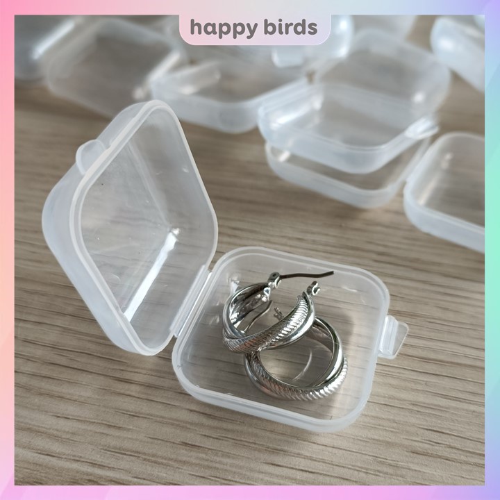 Hộp đựng trang sức mini 3.5x3.5x2cm trong suốt bằng nhựa đựng đồ trang sức, thuốc, nhẫn, phụ kiện nhỏ