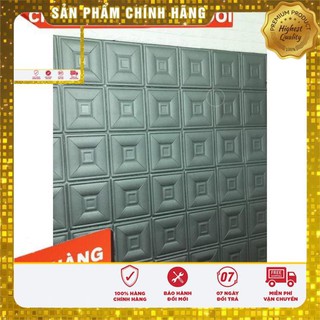Bộ 10 Tấm Xốp Dán Tường Giả Da Ô Vuông Màu Xám,Da Xám, Da P3 Xám, Ghi Xám