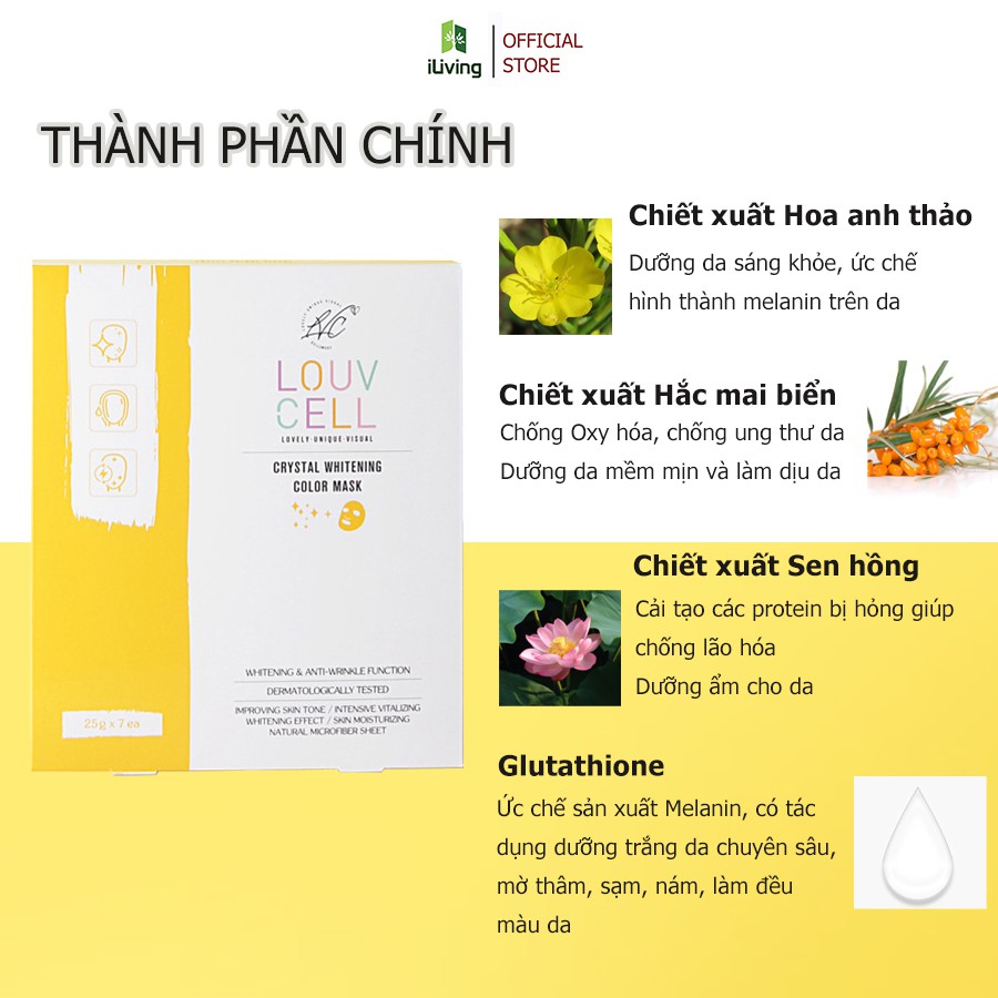Mặt nạ dưỡng da Hàn Quốc cao cấp Louv Cell Crystal Color Mask 25g (miếng) ILIVING-LOUMN | BigBuy360 - bigbuy360.vn
