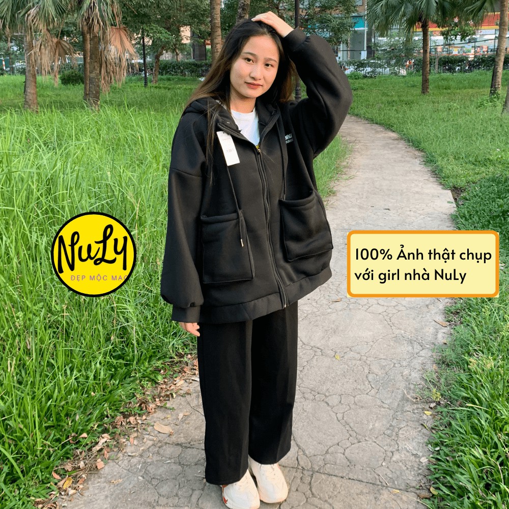 Áo khoác hoodie nữ form rộng Ulzzang  mũ rộng,tay bồng lót nỉ ngoại giữ ấm,chống nắng  mẫu HIT HOT Nuly | WebRaoVat - webraovat.net.vn