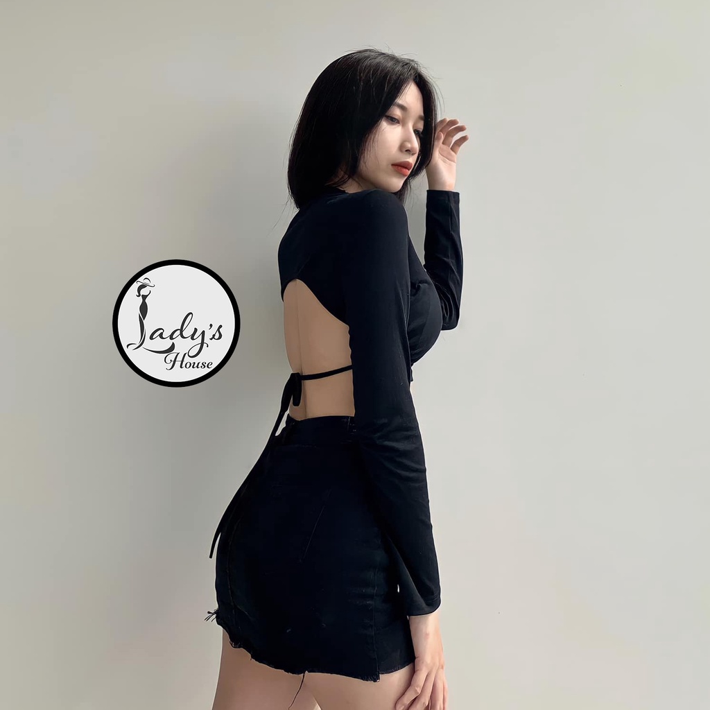 Áo Hở Lưng Tay Dài Bigsize Dưới 80Kg Cột Dây Quanh Eo "HLTD"