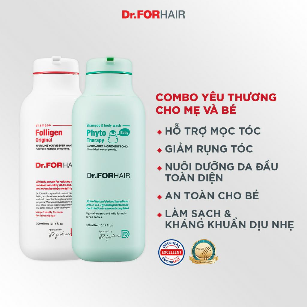 Combo gội cho mẹ và tắm gội cho bé chiết xuất từ thực vật Dr.FORHAIR Original Shampoo x Therapy Baby Shampoo & Body Wash