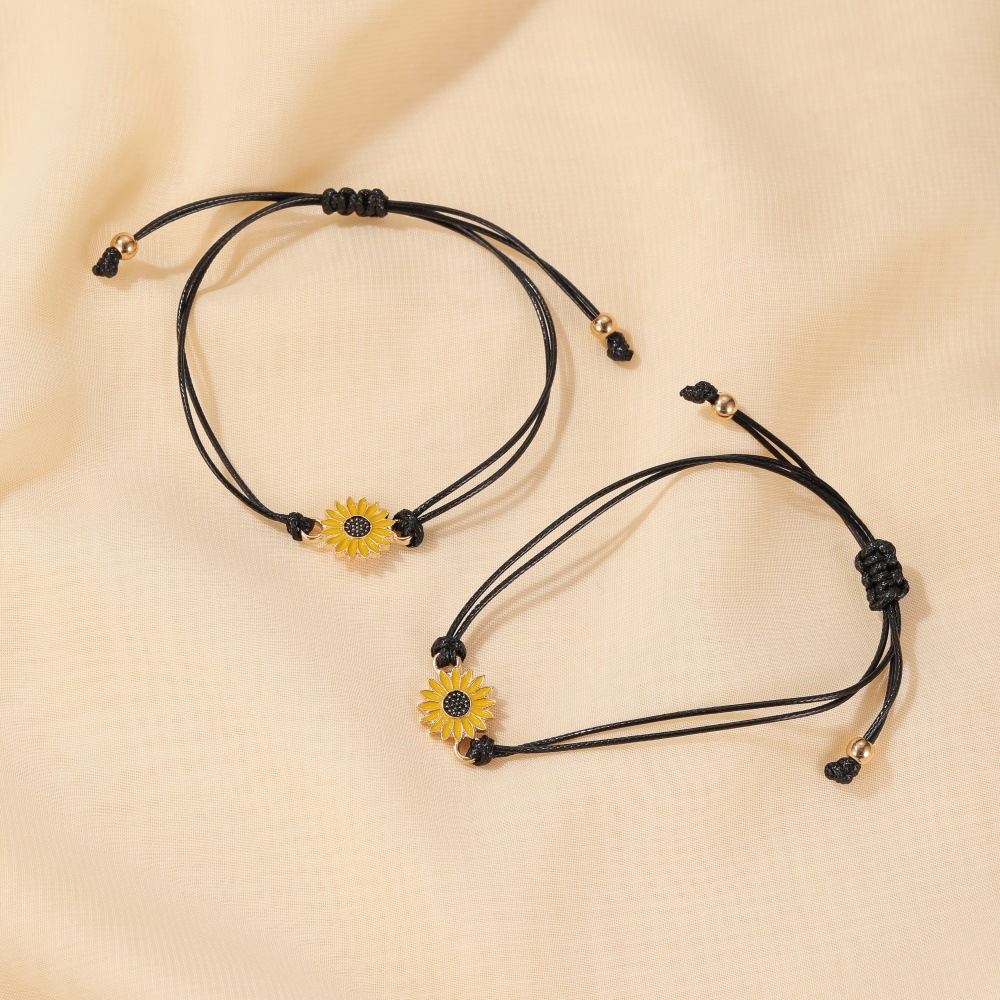 Sunflowers Face Braided Bracelet Retro Style