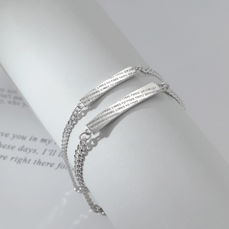 Vòng Tay Cặp 520 Mặt Vuông Khắc Chữ Sáng Tạo Phong Cách Hàn Quốc Dành Cho Nam Nữ