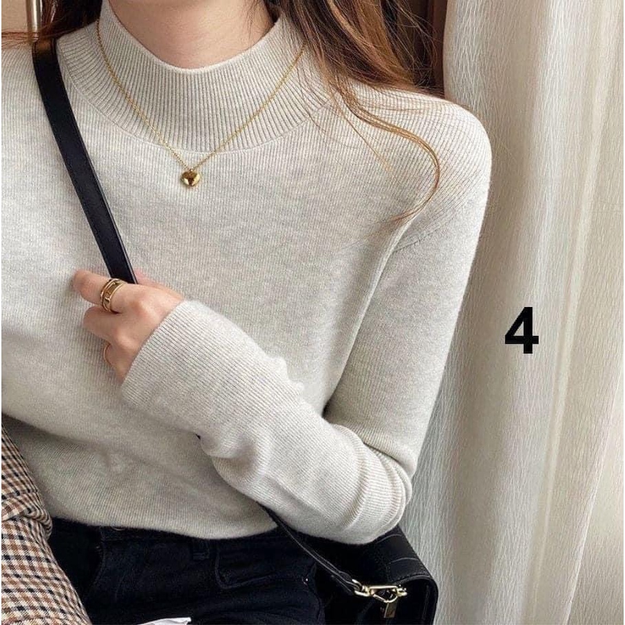 Áo Len Tăm Cổ Cao Quảng Châu 7 Màu [Feeship] Áo Len Mịn Trơn Màu Dài Tay Co Giãn Siêu Tốt Freesize | BigBuy360 - bigbuy360.vn