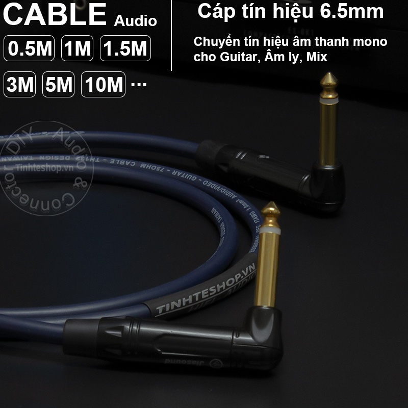 Cáp 6ly mono cong vuông góc DIY đồng OFC 4N dùng cho Guitar Mixer Loa Âm ly