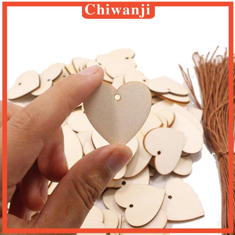 Set 100 Lát Gỗ Hình Trái Tim Tự Nhiên Dùng Để Làm Thẻ Thủ Công