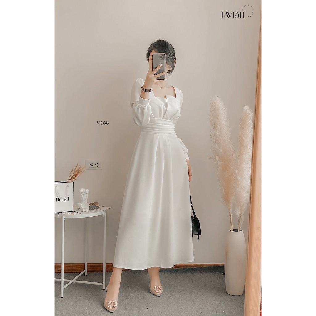 Đầm dự tiệc dáng dài ôm eo cổ V - Deni Dress