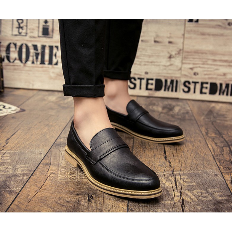 Giày Lười  Nam, Giày Không Dây Cao Cấp - Loafer No.5 Black - Đế Gỗ, Thoáng Khí, Da Mềm - BRC021810