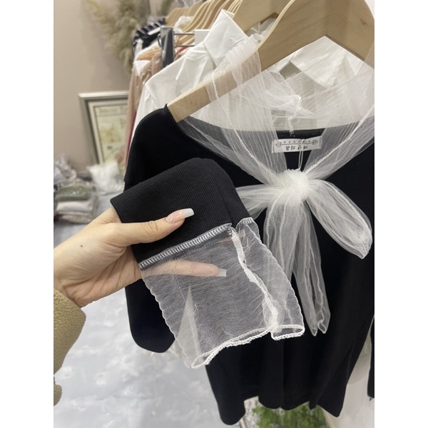 Áo Kiểu Nữ Tiểu Thư Thắt Nơ Quảng Châu Siêu Sang