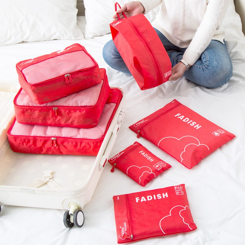 Set 7 túi đựng đồ du lịch 2 ngăn thiết kế đơn giản đa năng tiện lợi