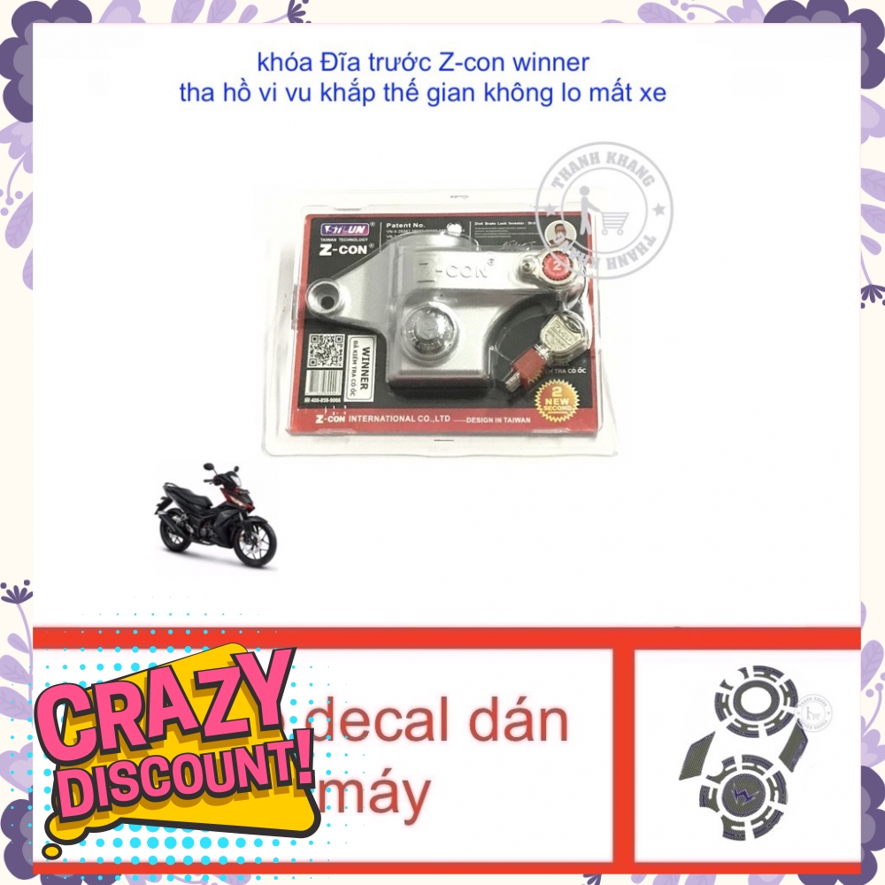 Khóa đĩa trước Z-CON WINNER tặng decal dán lốc máy thanh khang   006000964  006000975
