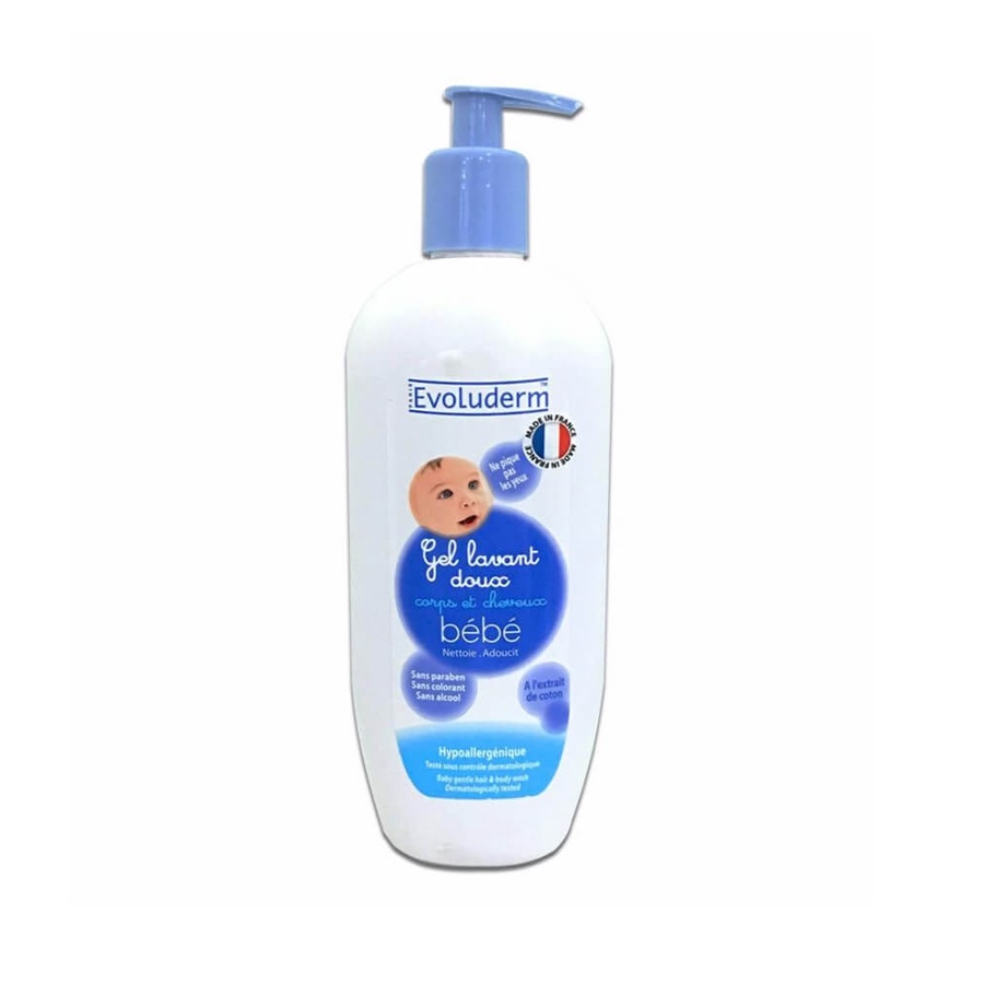 Pháp - Sữa tắm bé EVOLUDERM Bebe Baby Gentle Hair And Body Wash 500ml