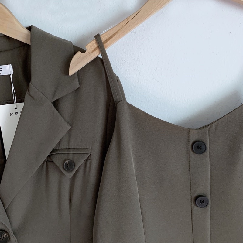 Set Áo váy Áo vest kèm váy 2 dây xếp ly phong cách ulzzang Hàn quốc | BigBuy360 - bigbuy360.vn