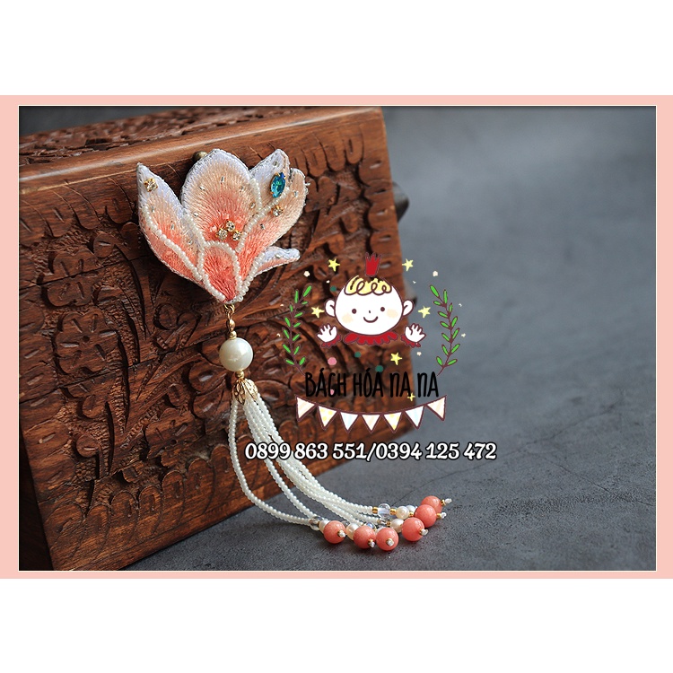 Tự Thêu/ Nghề Thêu/ DIY tự thêu kim CÀI ÁO HOA MỘC LAN/ kit nguyên liệu THÊU HOA / bách hóa na na