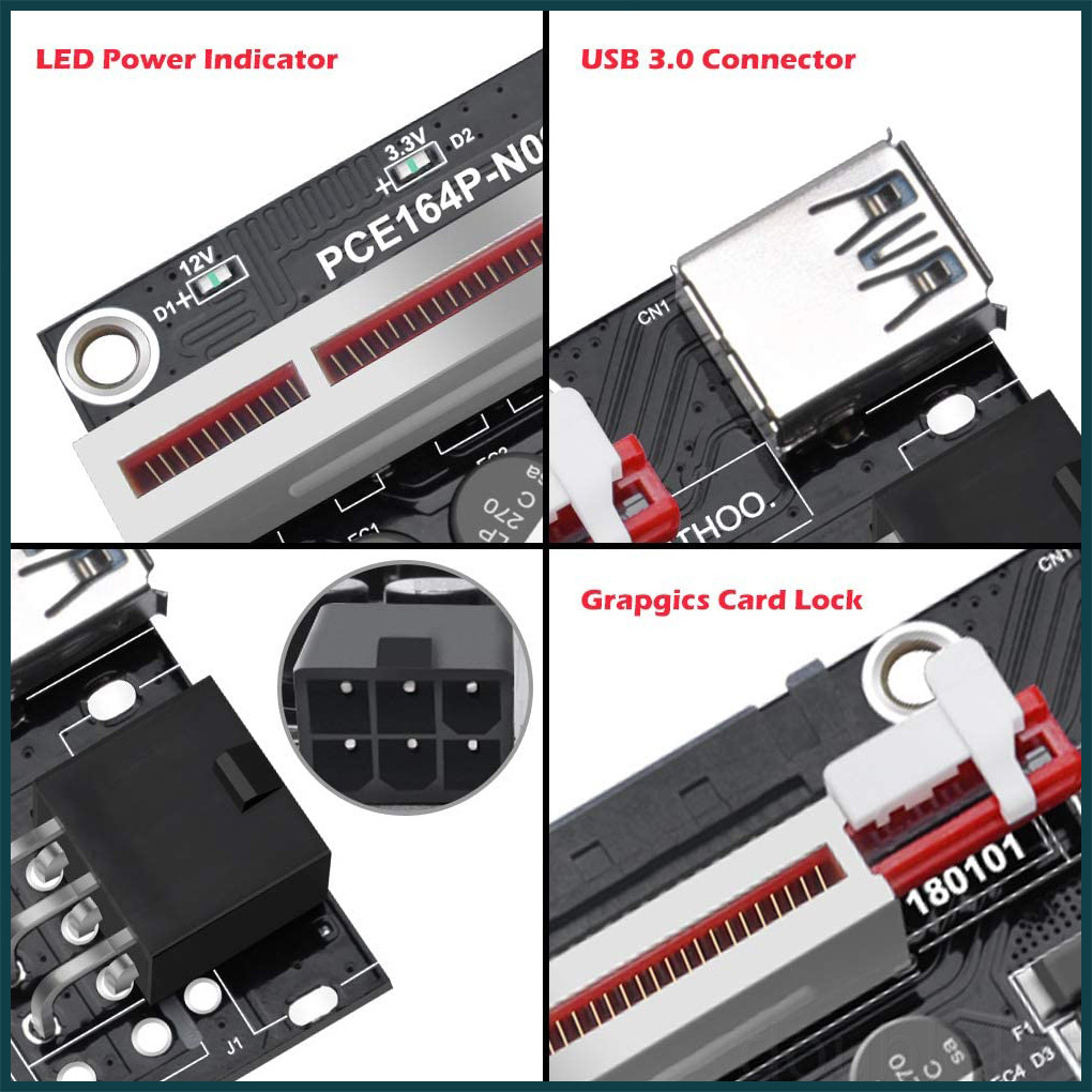 Bảng Mạch Mở Rộng Ver009S Plus Pci-E 1x Sang 16x Usb 3.0 Pci-E