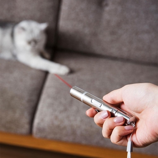 【han】Pet Cat Interactive Toy USB Rechargeable Cat Pointer Toy with 3 Modes and 5 Changeable Patterns Handheld Cat Light Toy Portable Light Dot Toy