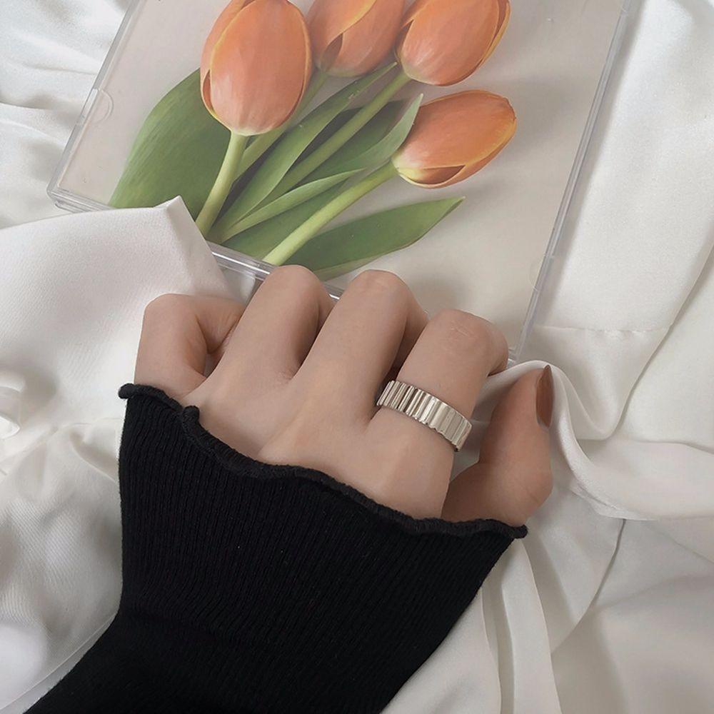 Nhẫn Hở Mạ Bạc Hình Bánh Răng Phong Cách Retro Cho Cặp Đôi