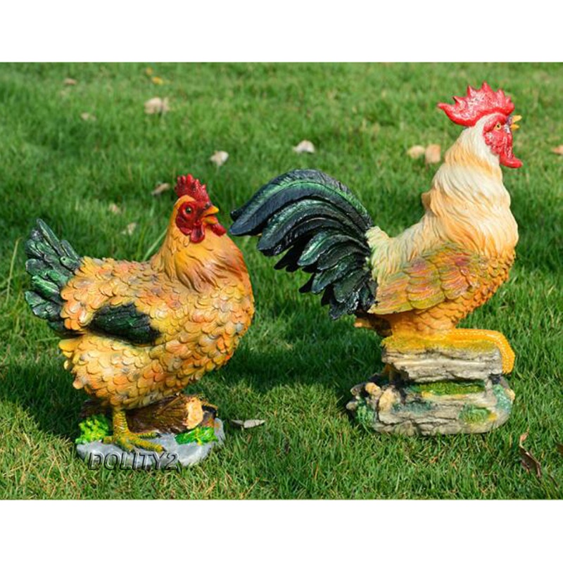 [Dolity2] 3 Tượng Gà Con Trang Trí Sân Vườn Ngoài Trời Bằng Nhựa Resin