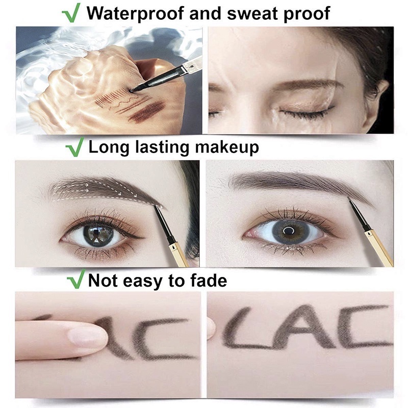 Chì kẻ mày hai đầu / chì kẻ mày thanh vàng nhỏ / chì kẻ mày không thấm nước và không thấm mồ hôi / trang điểm lâu trôi không chóng mặt Chì kẻ mày / bột kẻ mày trang điểm