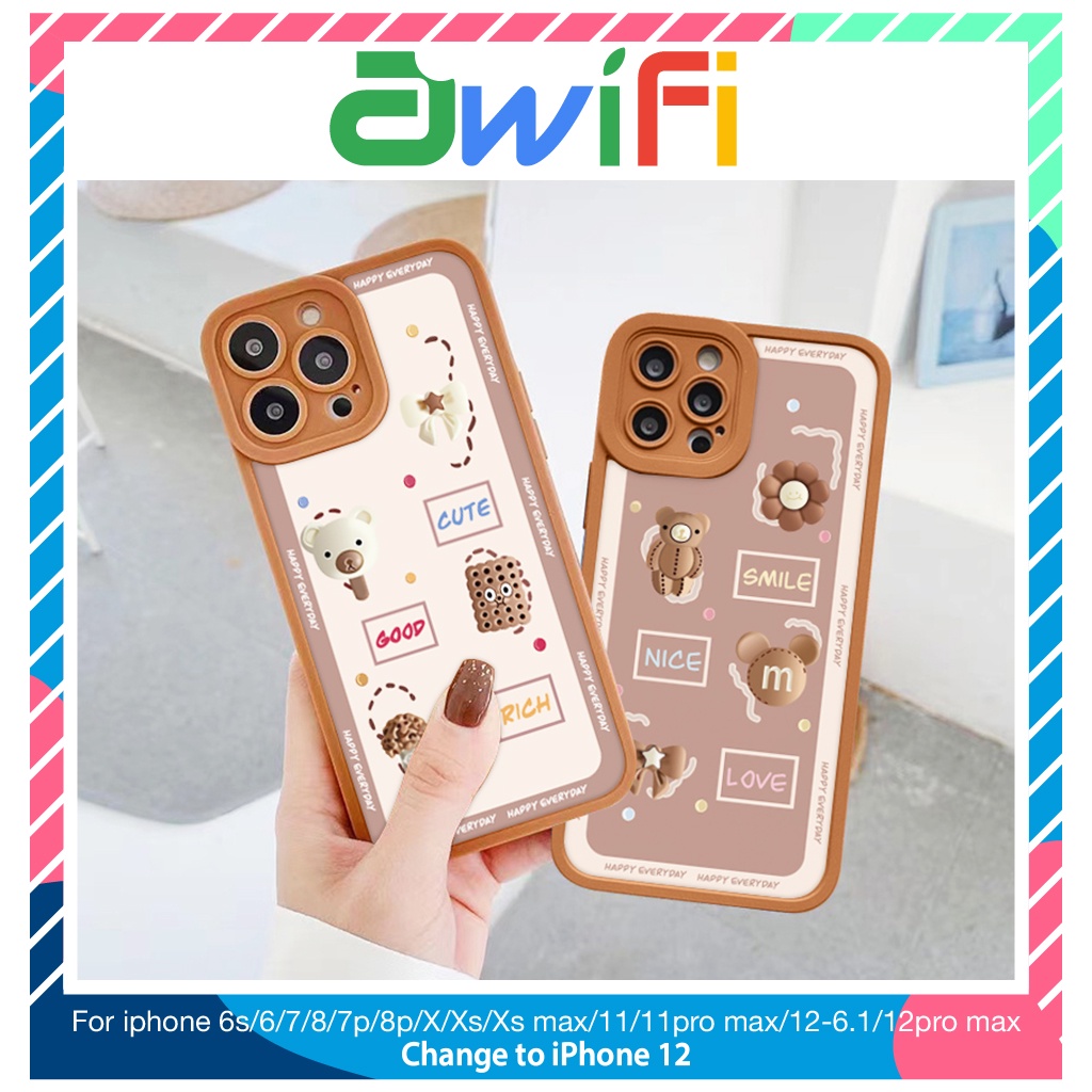 Ốp lưng iphone cạnh vuông lỗ camera gấu nice 6s/6plus/7/7plus/8/8plus/x/xs/11/12/13/pro/max/plus/promax-Sale Sốc U4-3