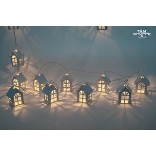 [LOẠI 1 - THIẾC SƠN TĨNH ĐIỆN] DÂY ĐÈN NGÔI NHÀ TRẮNG TRANG TRÍ VINTAGE